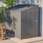 4x7 FT Outdoor Storage Shed,Lean to Lockable Metal Garden Shed Steel with Reinforced Beams,All Weather Waterproof Storage House W/Lockable Door,for Backyard,Patio,Lawn,Garden,Dark Gray