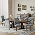 Upholstered Tufted Dining Room Chairs Set of 6, Parsons Kitchen Chairs with Padded Seat and Solid Wood Legs, Fabric Accent Side Diner Chair for Dining Room/Kitchen/Living Room, Grey