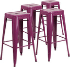Flash Furniture Kai Commercial Grade 4 Pack 30" High Backless Purple Indoor-Outdoor Barstool