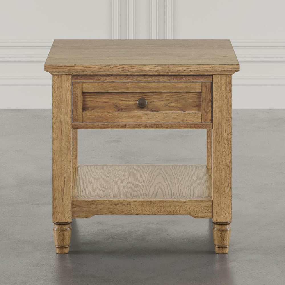 Brentwood Modern Transitional 24" Square End Table with Drawer and Stora...