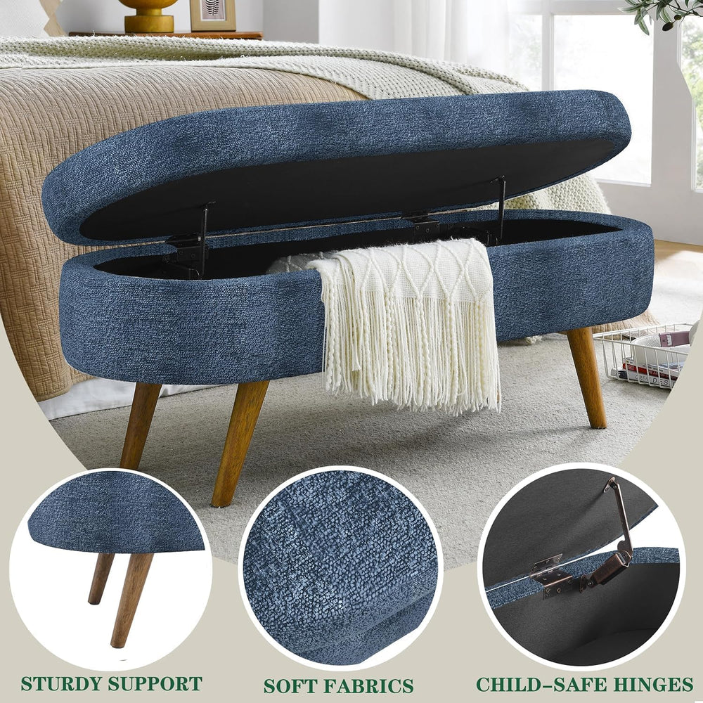 43.5" Ottoman with Storage, Storage Ottoman Bench with Safety Hinge, Foa...