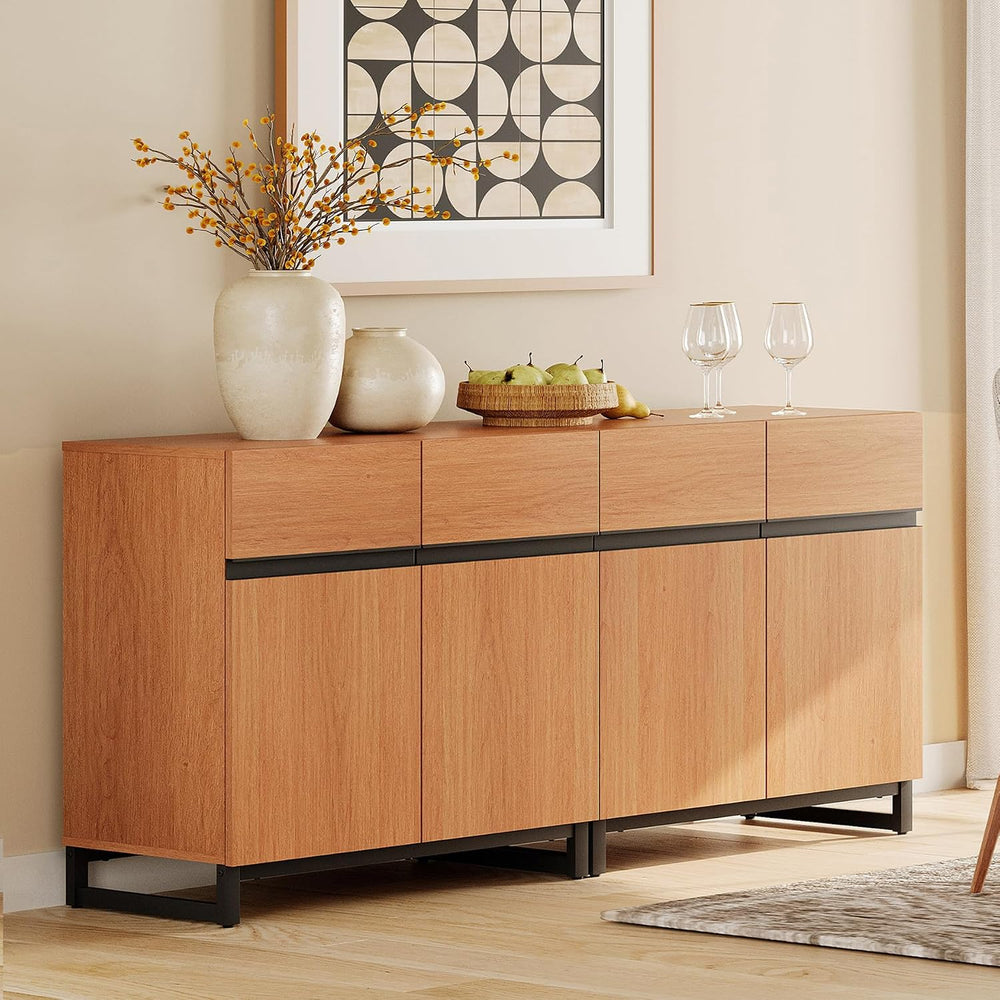 WAMPAT Sideboard Buffet Cabinets, Modern Sideboard with Adjustable Shelf and ...