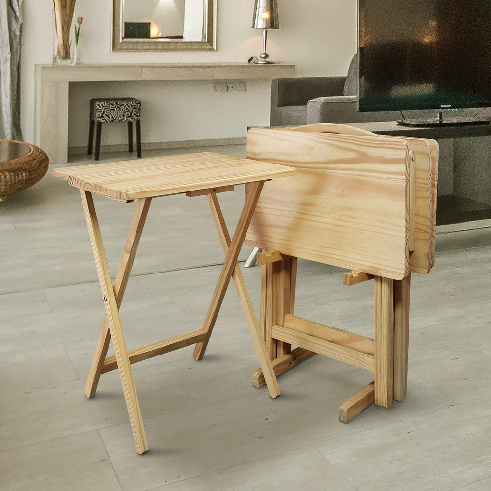 Casual Home 5pcs Tray Table Set, Natural (New), 14.75 in x 19 in x 25.5 in