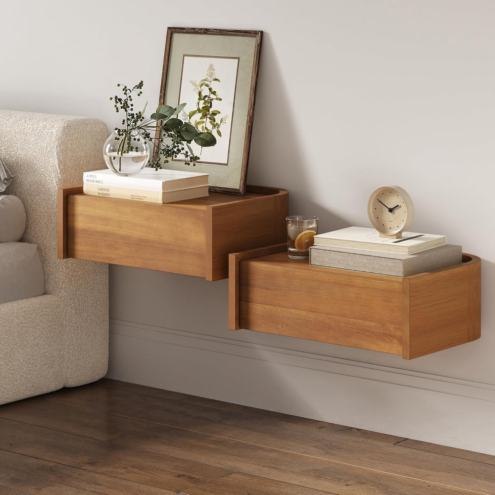 Nathan James Tyla Wall Mounted Bedside Table, Floating 1-Drawer Nightstand wi...