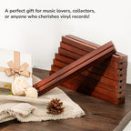 Axeman Wood Vinyl Record Shelf Wall Mount, Floating Shelves for LPs, CD, Album Holder Wall Display, Elegant Wooden Ledge for Vinyl Record Storage, Vintage Home Decor - 8 Pack, Brown
