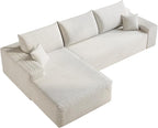 Eafurn Oversized L-Shaped Modular Sectional Sofa with Chaise, Fluffy Corduroy Upholstered Boneless Couch with Deep Seat, Minimalist Flexible Combination for Living Room | Breathable material, Full Foam, Anti-slip