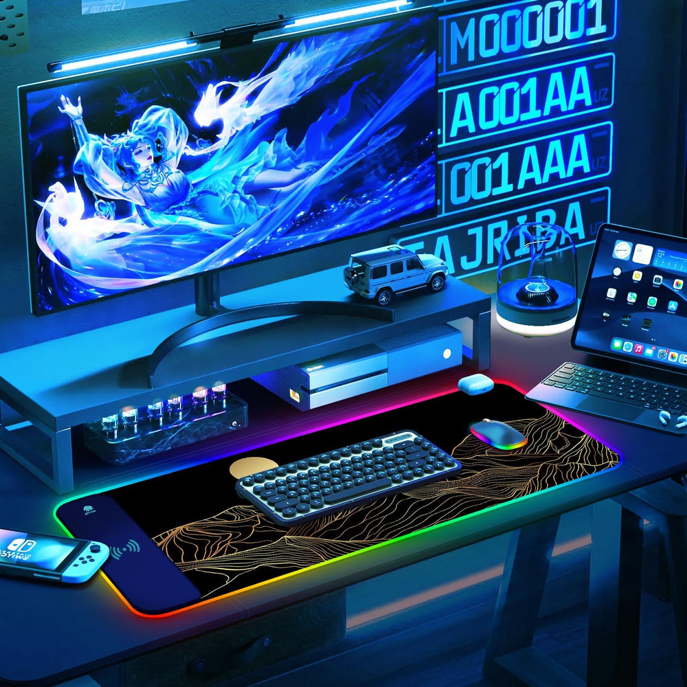 ToLuLu RGB Wireless Charging Gaming Mouse Pad, 7.5/10/15W 10 Light Modes LED ...