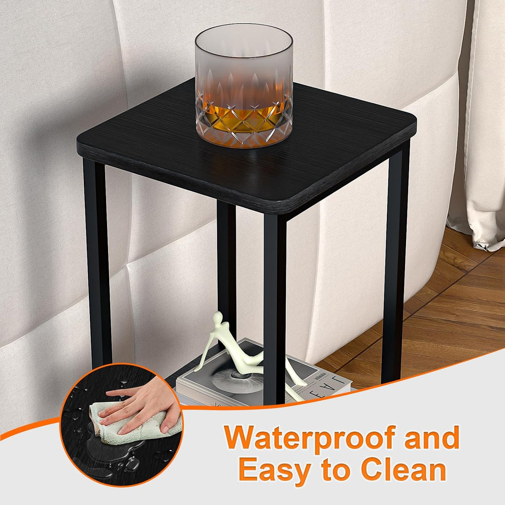 10" Wide Square Drink Table with Adjustable Feet - 3-Tier Small Side Tab...