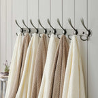 Dseap Coat Rack Wall Mount - 29.5” Long 8-Tri-Hooks Heavy Duty Coat Hanger Rail Wall Hooks for Hanging Coats Hats Clothing Clothes Purse Mudroom Entryway, Gray, Pack of 2