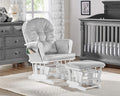 Glider and Ottoman White Wood and Gray Fabric