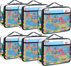 6 Pack Toy Storage Bags, Reusable Clear Board Game Storage, Waterproof PVC Organizer, Toy Storage Organizer Bags with Zipper with Name Tag and Manual Pockets Small Size