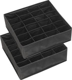 Simple Houseware 2 Pack Closet Sock Organizer, 24 Cell Drawer Divider, Black