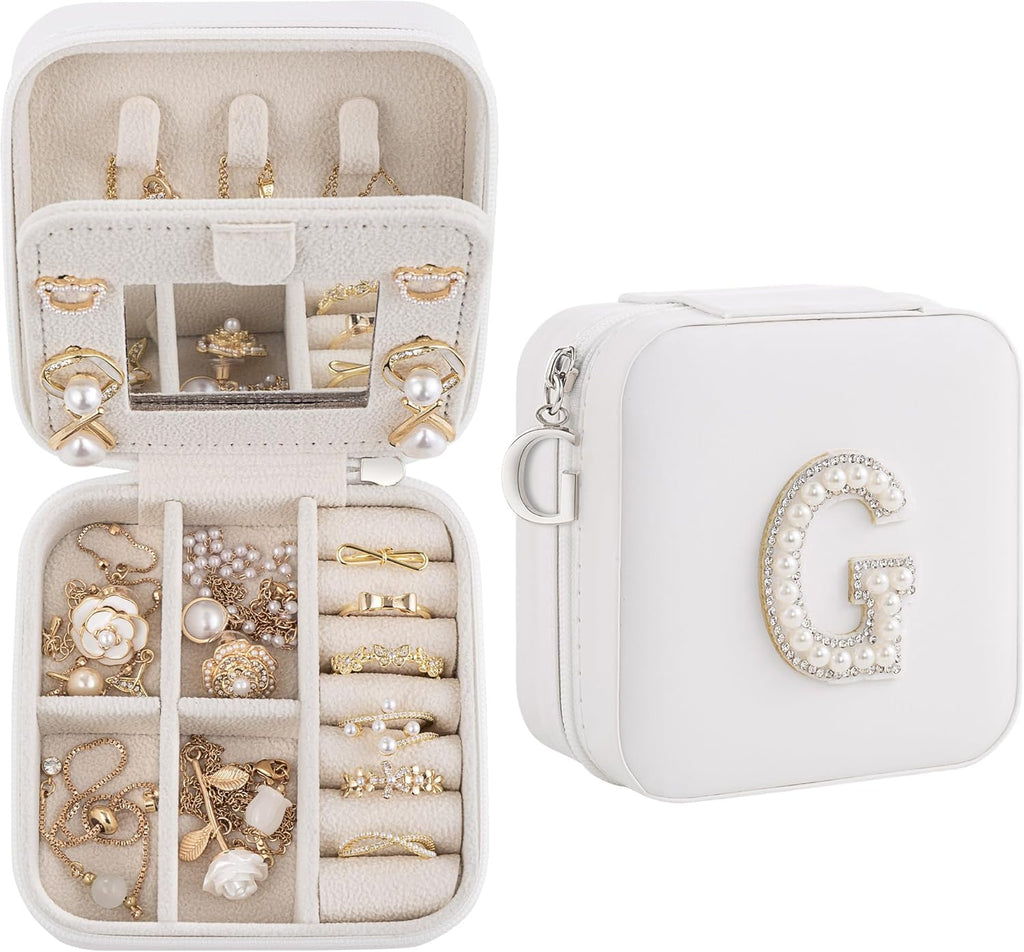Birthday Gifts For Women, Initial Jewelry Box, Travel Jewelry Case, Gifts for Wife Girlfriend, Small Travel Jewelry Organizer, Gift for Girls, Graduation Gifts for Her, Bridesmaid Gifts