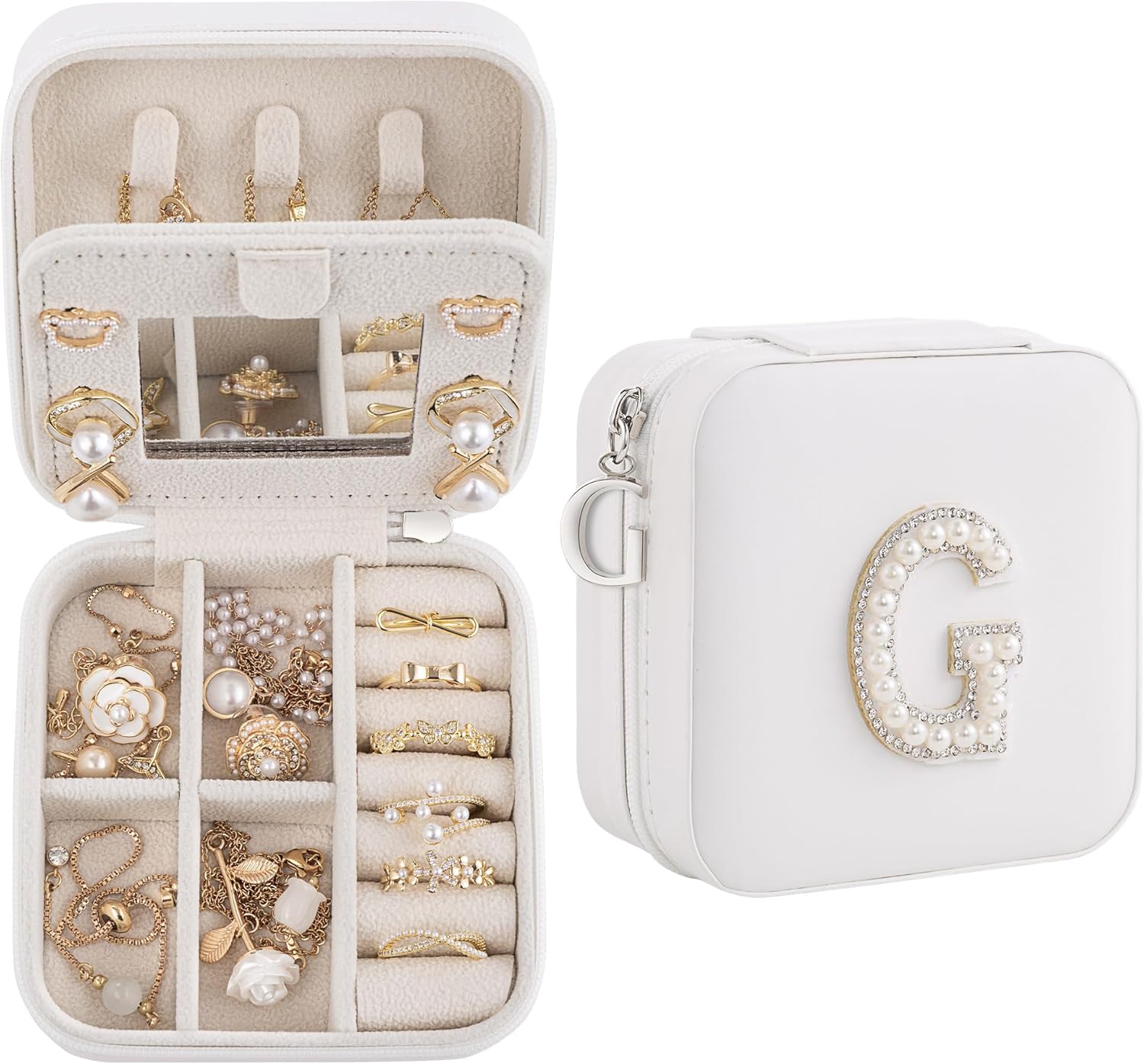 Birthday Gifts For Women, Initial Jewelry Box, Travel Jewelry Case, Gifts for Wife Girlfriend, Small Travel Jewelry Organizer, Gift for Girls, Graduation Gifts for Her, Bridesmaid Gifts