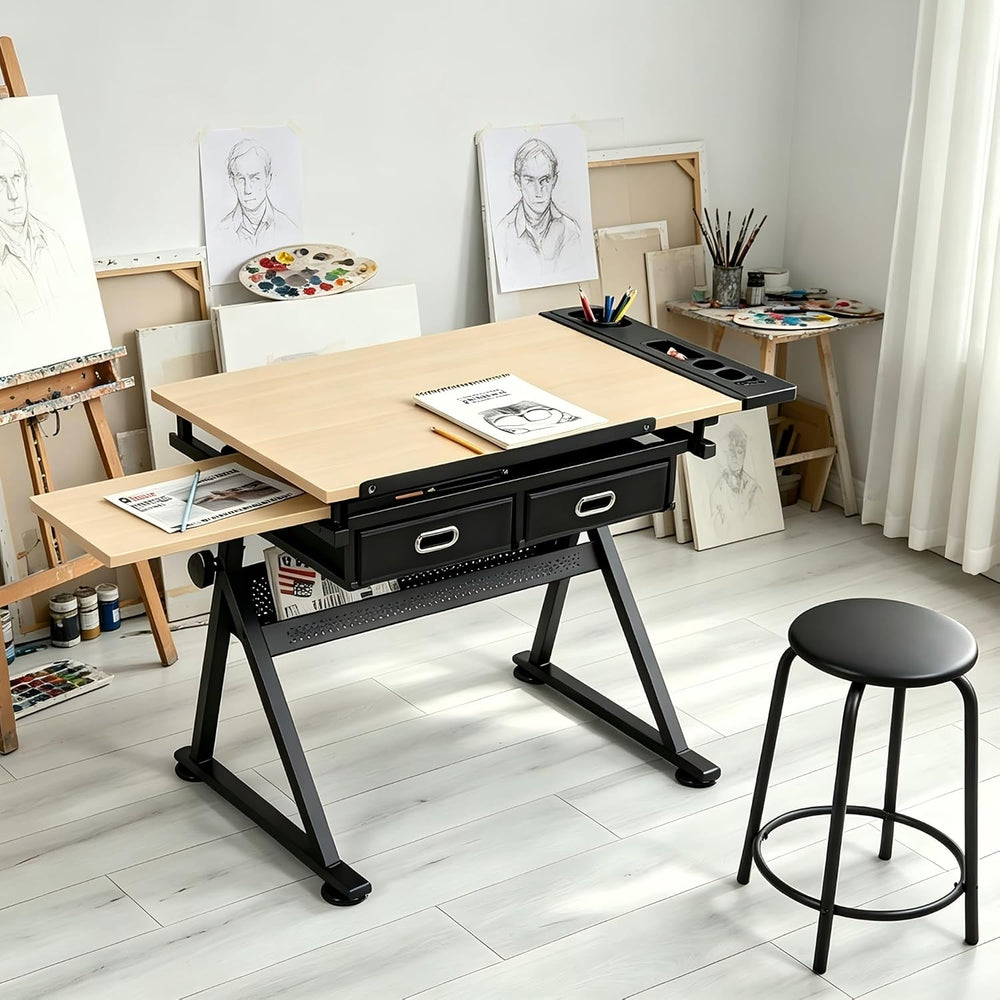 Garvee Height Adjustable Drafting Table, 0-75° Tilting Tabletop | Drawing Tab...