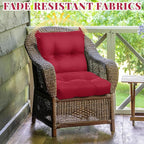 Geetery Outdoor Chair Cushions Set of 4 for Patio Lawn Furniture Wicker Rocking Dining Chairs 42x21x4 Inch High Back Seat Pads Replacement with Ties Weather-Resistant Fade-Resistant Indoor(Dark Red)