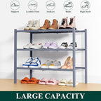 Smiry Shoe Rack, 3 Tier Thick Bamboo Shoe Organizer, Stackable Free Standing Wooden Shoe Storage Shelf for Closet, Entryway, Front Door Entrance, Grey