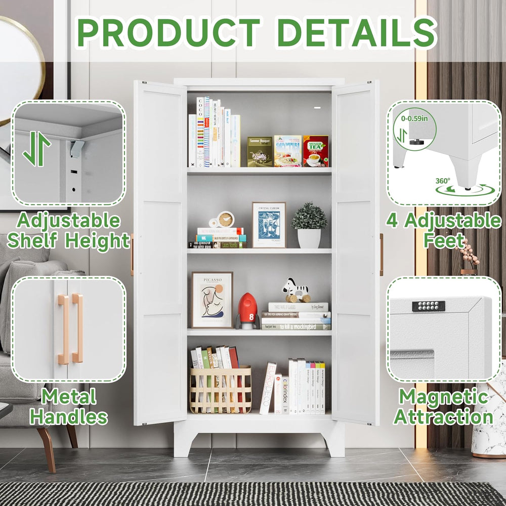 Pantry Cabinet,61" Tall Kitchen Pantry Storage Cabinets with 2 Doors and...