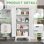 Pantry Cabinet,61" Tall Kitchen Pantry Storage Cabinets with 2 Doors and 3 Adjustable Shelves for Kitchen,Living Room/White