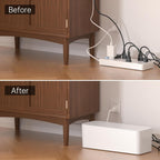 YECAYE 2 Pack Cable Management Box, Pet Friendly Cord Organizer Box for Home & Office, Child-Proof Cable and Power Strip Protector Box, Wire Hider and Cord Organizer for Desk, White