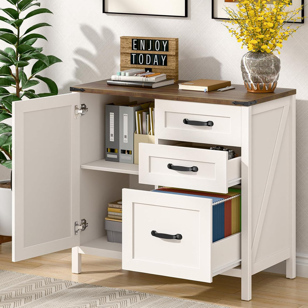 Befrases File Cabinet 3 Drawers Lateral File Cabinet with Adjustable Shelf fo...