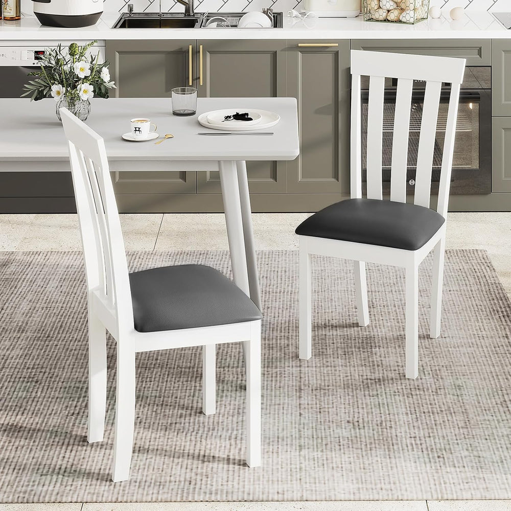 GOFLAME Wood Dining Chairs Set of 4, Upholstered Faux Leather Kitchen Side Ch...
