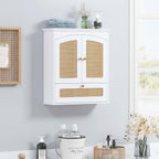 Spirich Bathroom Cabinet Wall Mount, Medicine Cabinet for Bathroom, Over The Toilet Storage Cabinet with Rattan Doors and Tilt-Out Cube