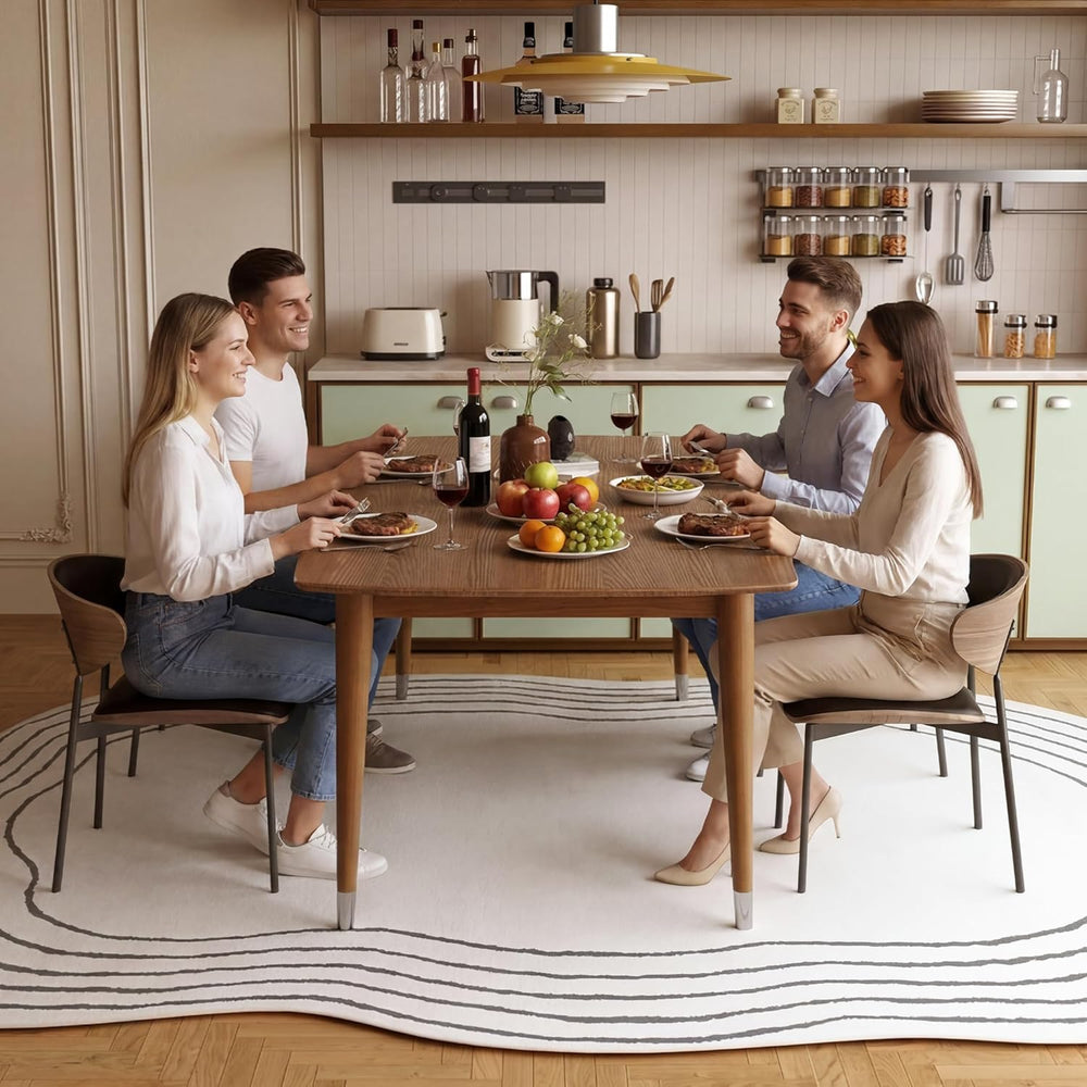 62.9" Solid Wood Dining Table for 4-6, Mid-Century Modern Rectangular Ki...