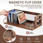Jetec 1 Set Retro CD Storage Box - Father's Gift for Dad, Metal & Wood Holder Shelf with Handles, Cassette & DVD Organizer, Holds up to 36 CDs & Movie Cases, Vintage Display Rack