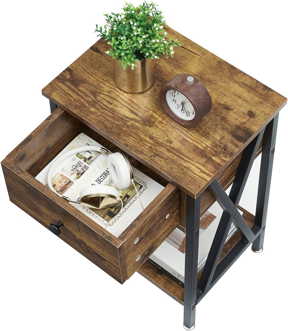 VECELO Nightstand,Modern Bedside End Table, Night Stand with Drawer and Stora...