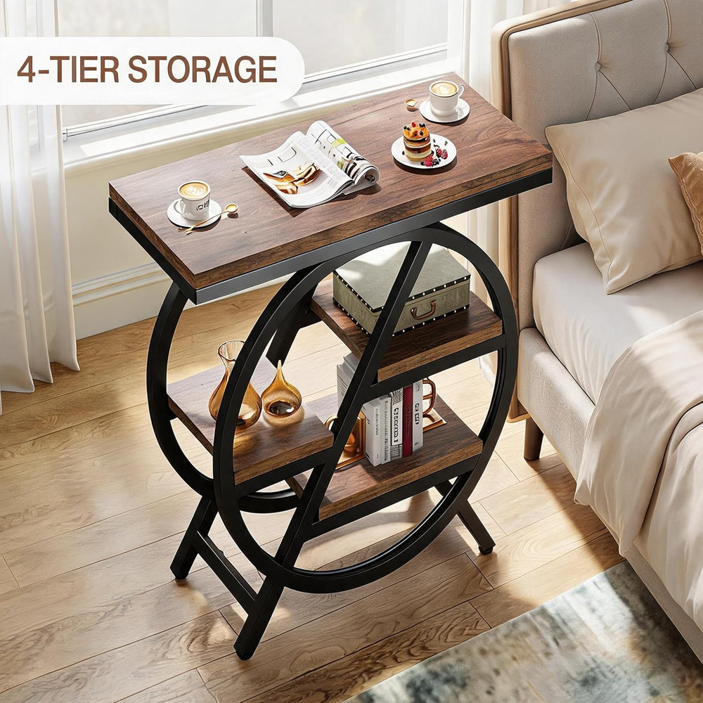 Tribesigns Side Table for Living Room, 4-Tier Narrow End Table with Storage, ...