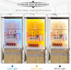 HNEBC 360° Rotating LED Jewelry Armoire, Full Length Mirror with Jewelry Storage Rear Storage Shelves, Floor Standing 3 Color Dimmable Mirror Jewelry Organizer with 4 Lockable Wheels (Brown)
