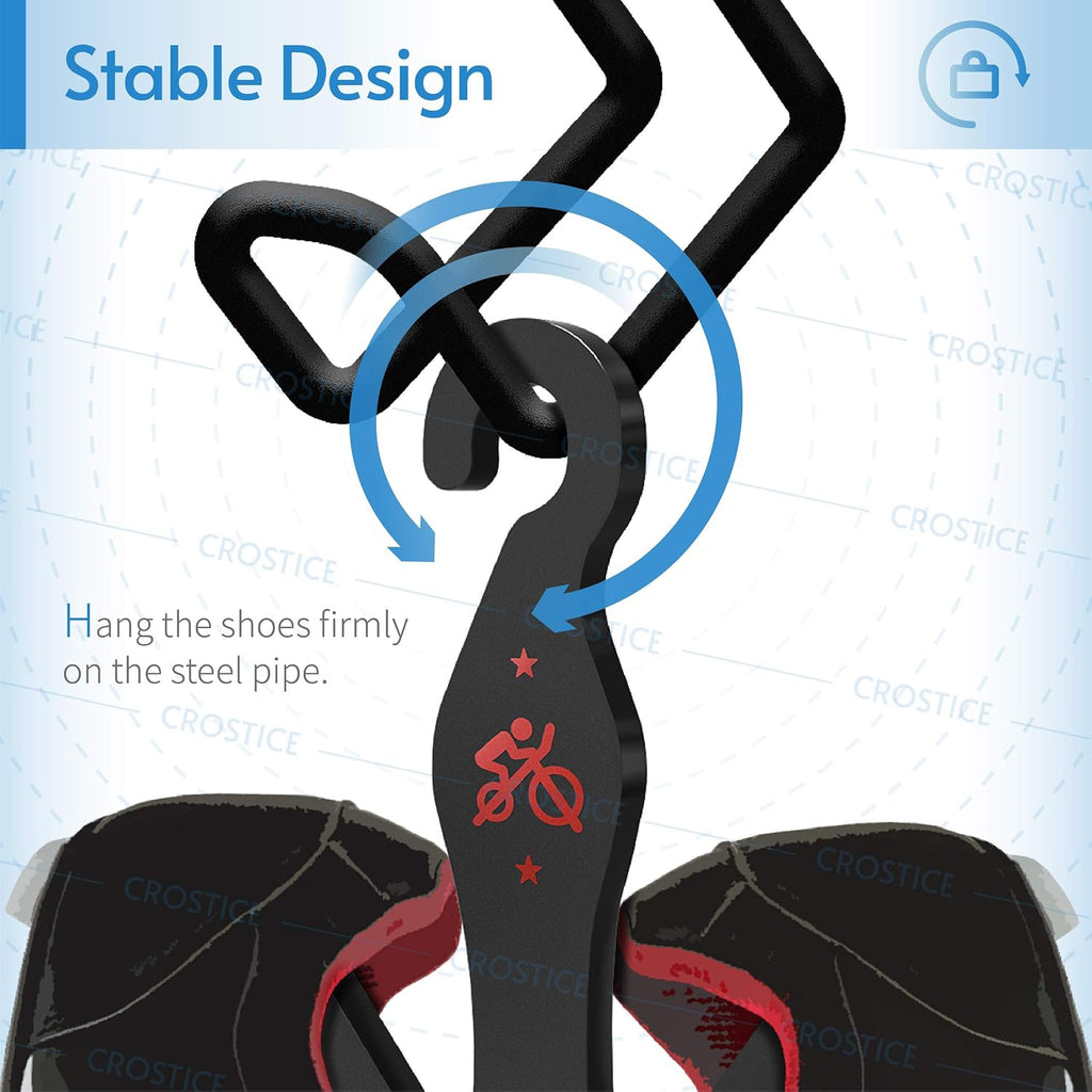 Shoes Hangers Compatible with Peloton Original Bike & Bike+, 2 Count | Accessories for Holding 2 Pair of Shoes, Plastic Shoe Hanger Hook, Matte Black