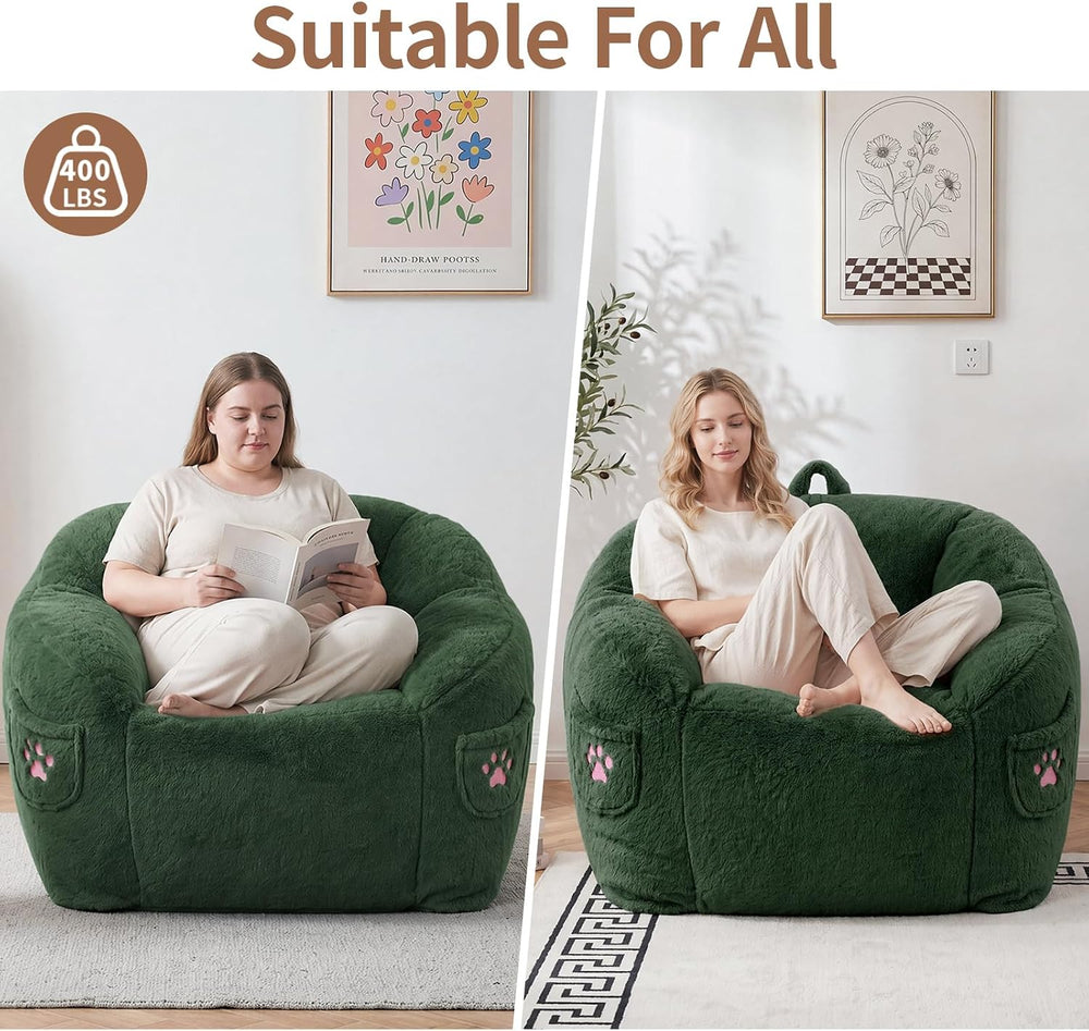 Vipbear Cat Paw Bean Bag Chair, Oversized Air-Cushion Sofa Chair Green | 39&q...