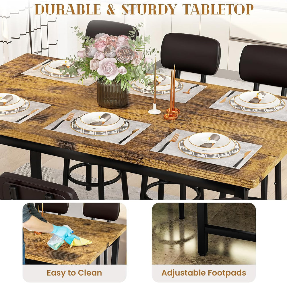 Recaceik 50" Dining Table Set for 6, 7-Piece Counter Height Bar Table Se...