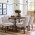 MALOL Upholstered Dining Chairs Set of 6, Mid-Back Kitchen Room Chair with Wood Legs, Corduroy Padded Dining Side Chairs for Dining Room, Beige