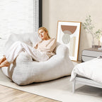 GOFLAME Bean Bag Chair for Adults, Giant Beanbag Chair with Soft Velvet Cover, Sponge Filling & Non-Slip Base, Lazy Floor Sofa for Living Room, Bedroom, Reading Room, Beige