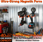 ULIBERMAGNET New Updated Strong Magnetic Hooks,2 Pack Heavy Duty Large Magnetic Hooks for Extension Cord, Cable, Hose, Power Cord,Rope,Drill,Jig Saw,Circular Saw,Garden Lawn Tools (Orange/3.46inch)