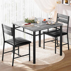 IRONCK Dining Table Set for 2, Small Kitchen Table with Upholstered Chairs for Kitchen & Dining Room, Compact Dining Set for Small Spaces, Gray