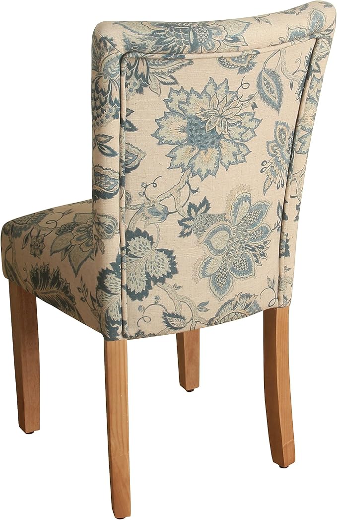 HomePop Parsons Classic Upholstered Accent Dining Chair, Set of 2, Blue Jacobean