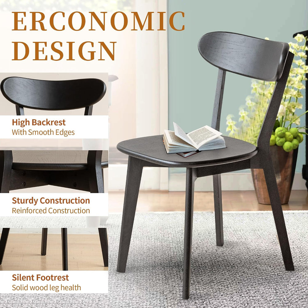 Modern Dining Chairs, Solid Oak Wood Dining Chair with Comfortable Backrest, ...