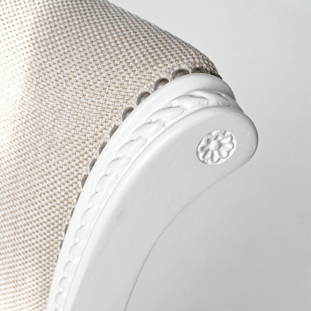 Maven Lane Pullman Bar Stool, White, Cream Fabric, 31", Set of 2