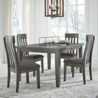 Signature Design by Ashley Hallanden Contemporary Dining Upholstered Side Chair, Set of 2, Armless, Comb Back Design, Wood Frame, Gray