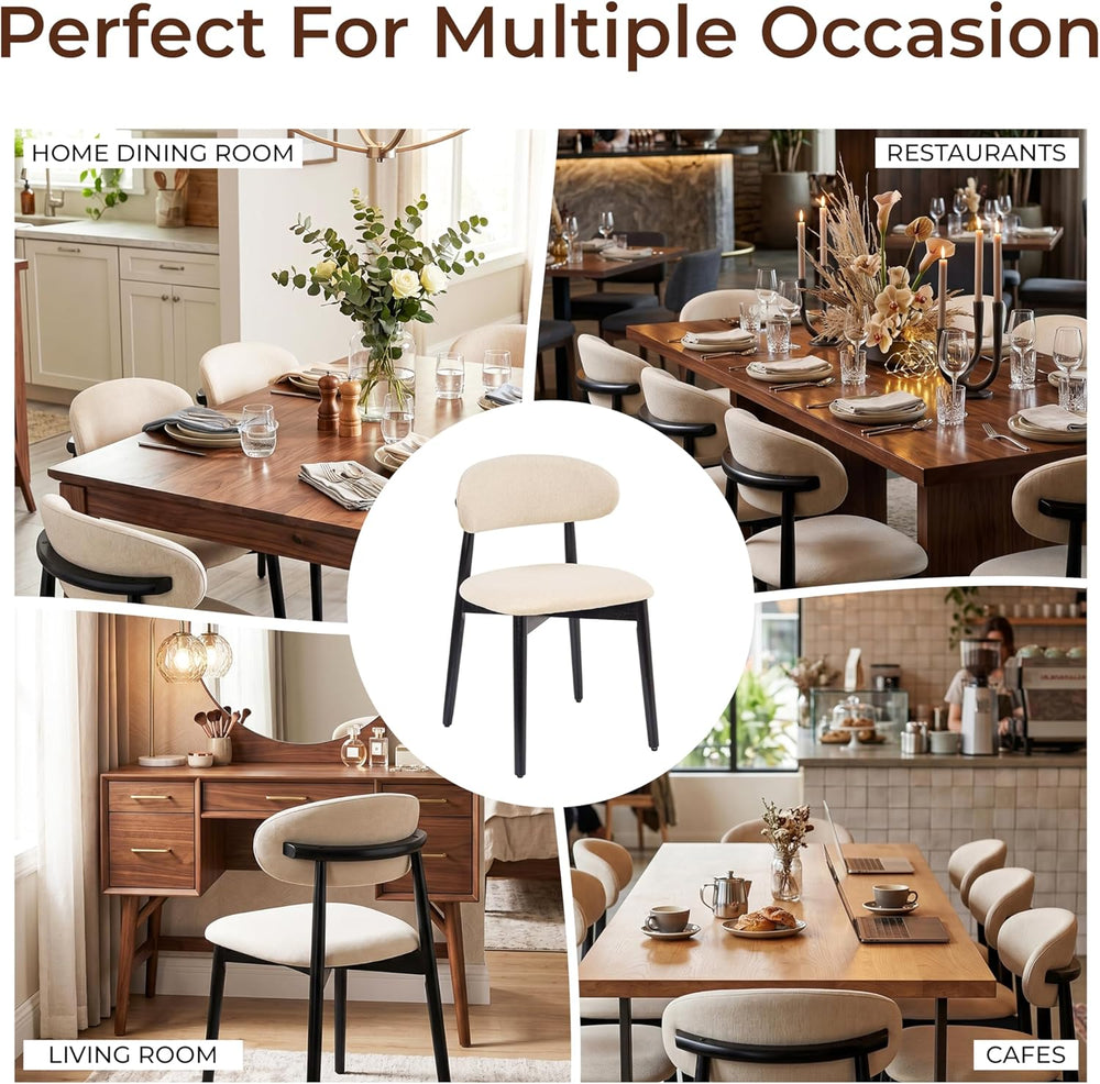 Wooden Dining Chairs Set of 4, Modern Farmhouse Fabric Upholstered Kitchen Ch...