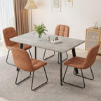 ZckyCine 46.5" Grey Dining Table Set for 4, 5-Piece Modern Kitchen Table with 4 PU Leather Upholstered Chairs, Easy Assembly, Space-Saving Dining Room Set for Apartment, Home, Breakfast Nook