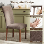 Stylish Dining Chairs Set of 6, Upholstered Parsons Dining Room Chair with Nailhead Trim, Kitchen Room Chair with Thick Cushions and Wood Legs, Nailhead Trim, Brown