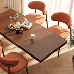 Kitchen Dining Chairs Set of 4 Modern Soft Linen Farmhouse Dining Room Chair with Metal Legs, Orange/Walnut