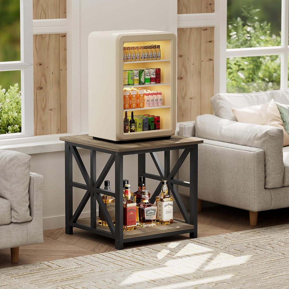 GreenForest End Table with 2-Tier Storage Shelf, 19.7 inch Side Table for Liv...
