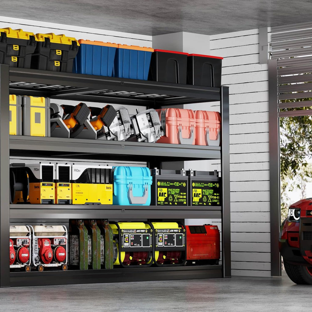 68" Wide Heavy Duty Garage Shelving Units, 4-Tier Deep Storage Shelves,Black Metal Garage Shelves,Steel Shelf,Large Storage Rack,Industrial Shelving for Shop, 68" W x 24" D x 68" H,2 Pack