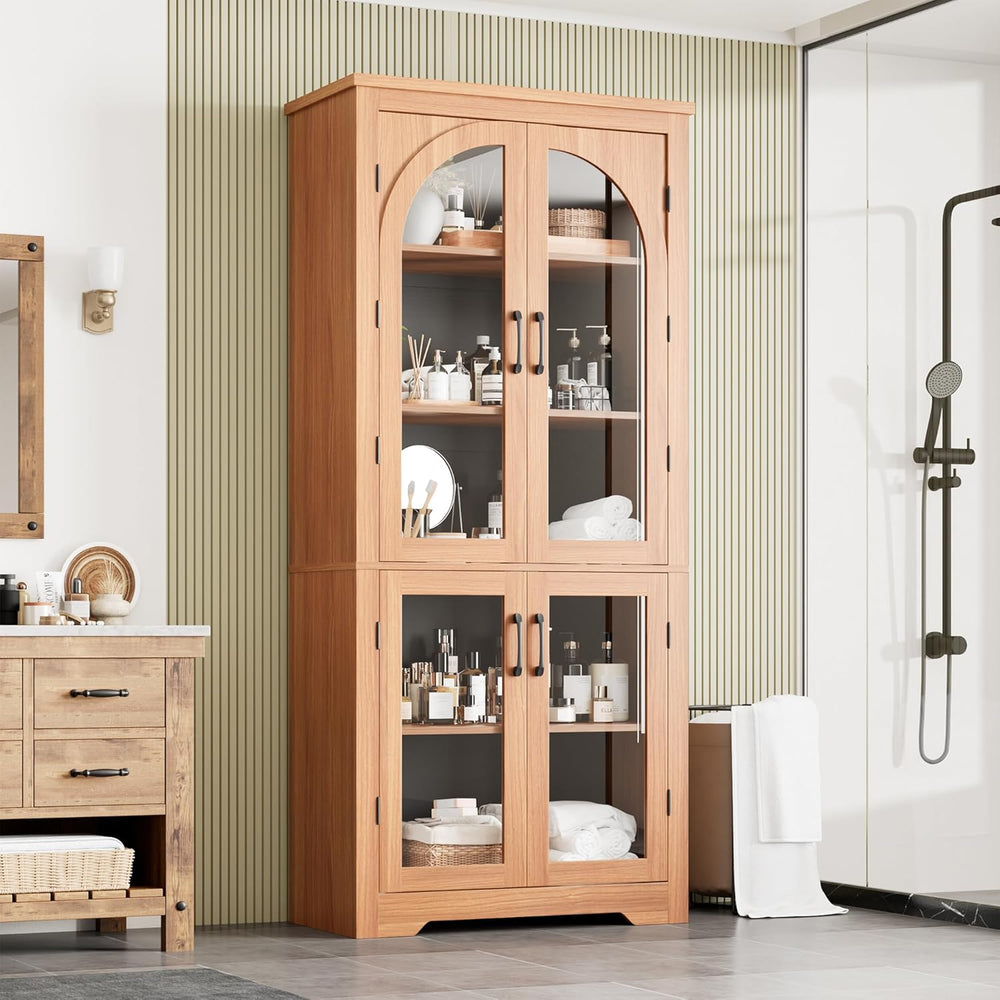 70" Kitchen Pantry Storage Cabinet - Modern Display Pantry Storage with ...